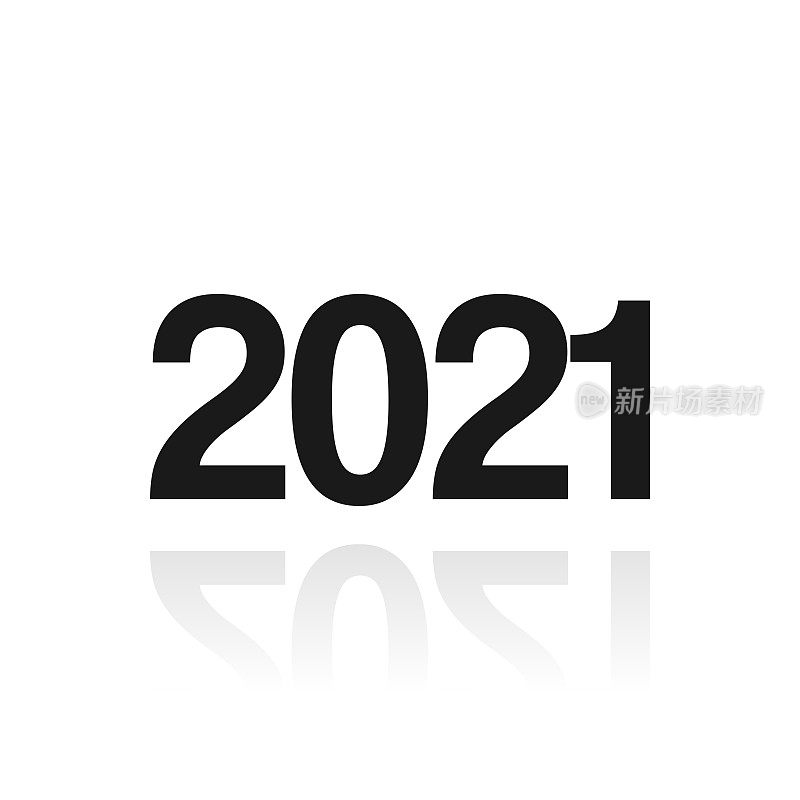 2021年- 2021年。白色背景上反射的图标